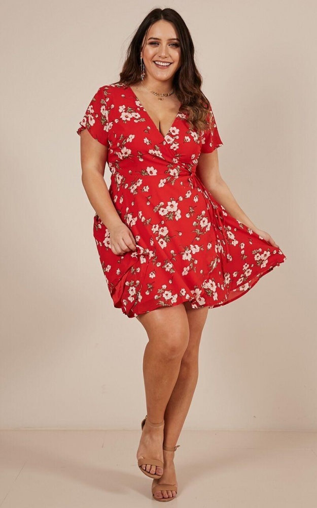 At Ease Dress In Red Floral | Showpo