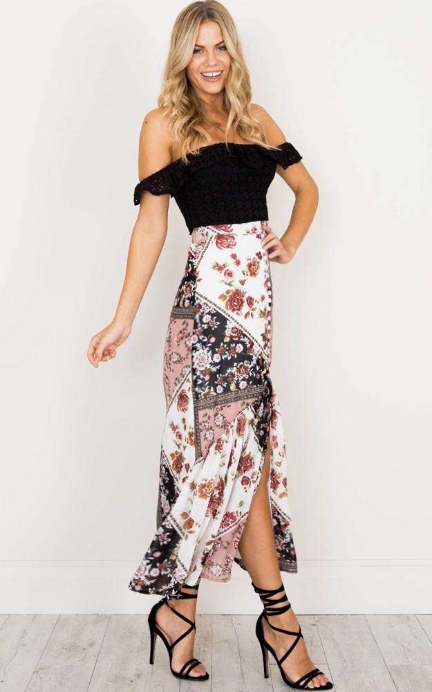 Sylvia Maxi Skirt In Blush Print | Showpo