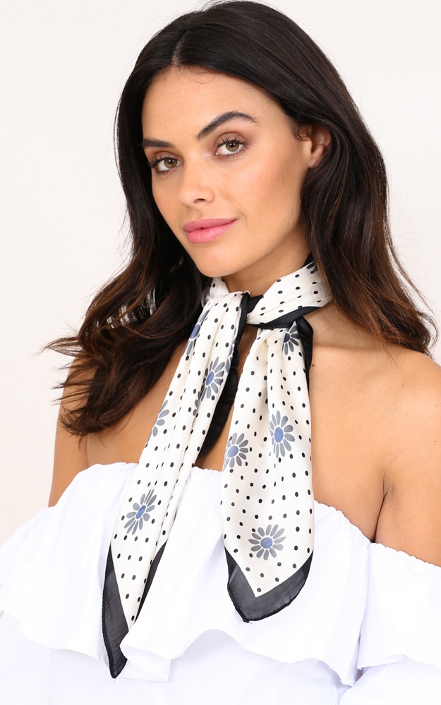 Adelaide neck scarf in black print Showpo