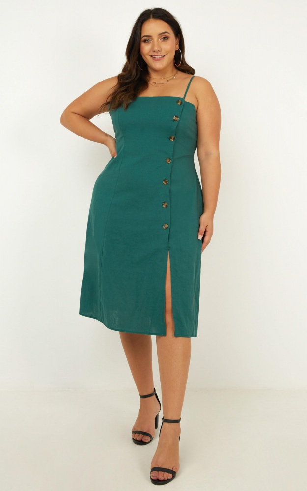Emerald Green Linen Dress
