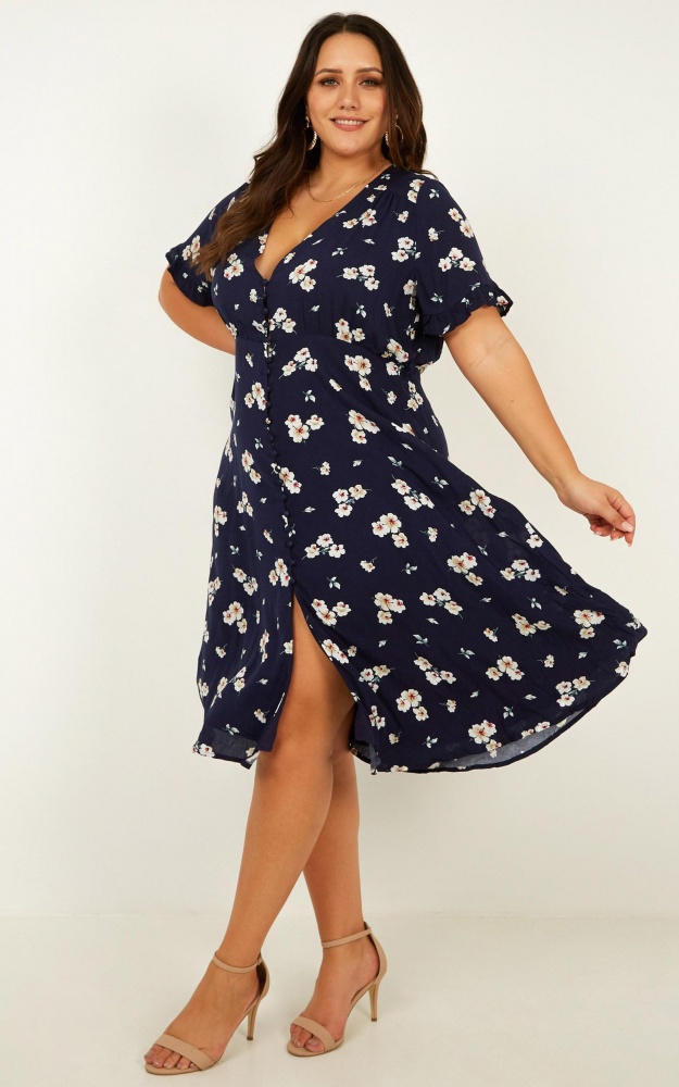 Call Me In Dress In Navy Floral | Showpo