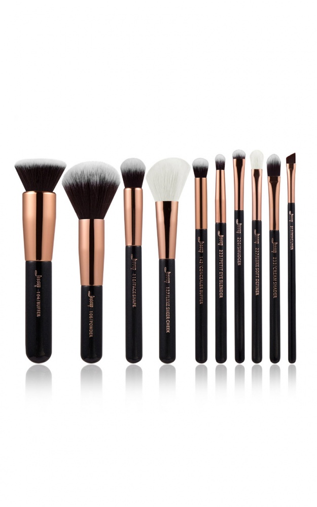 Makeup Brush Set In Black And Rose Gold 10 Pc Showpo Nz