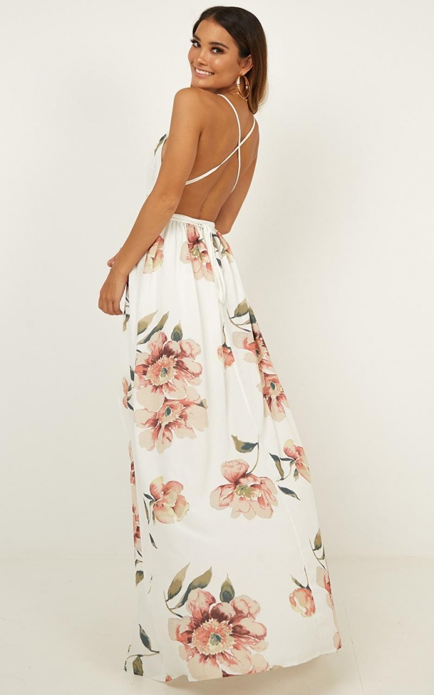 pink and white maxi dress