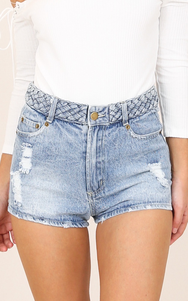 Sandy Beaches Shorts In Light Denim Showpo
