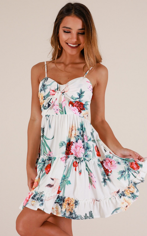 See The Sun Dress In White Floral | Showpo