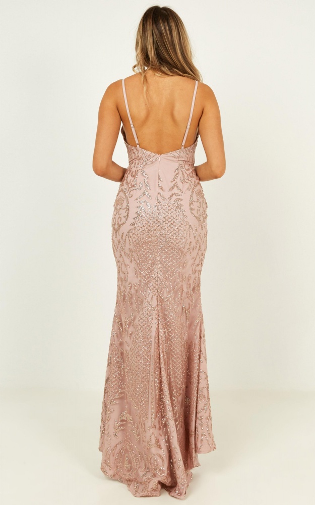 Shall We Dance Maxi Dress In Blush Glitter Showpo