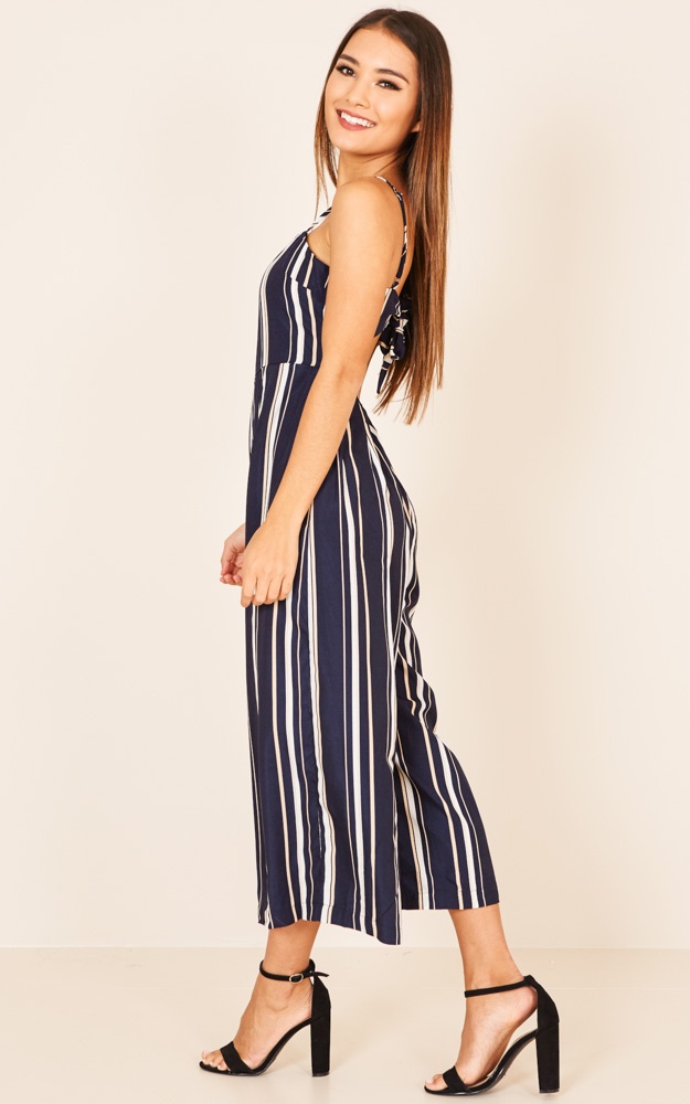 My Anthem Jumpsuit In Navy Stripe | Showpo