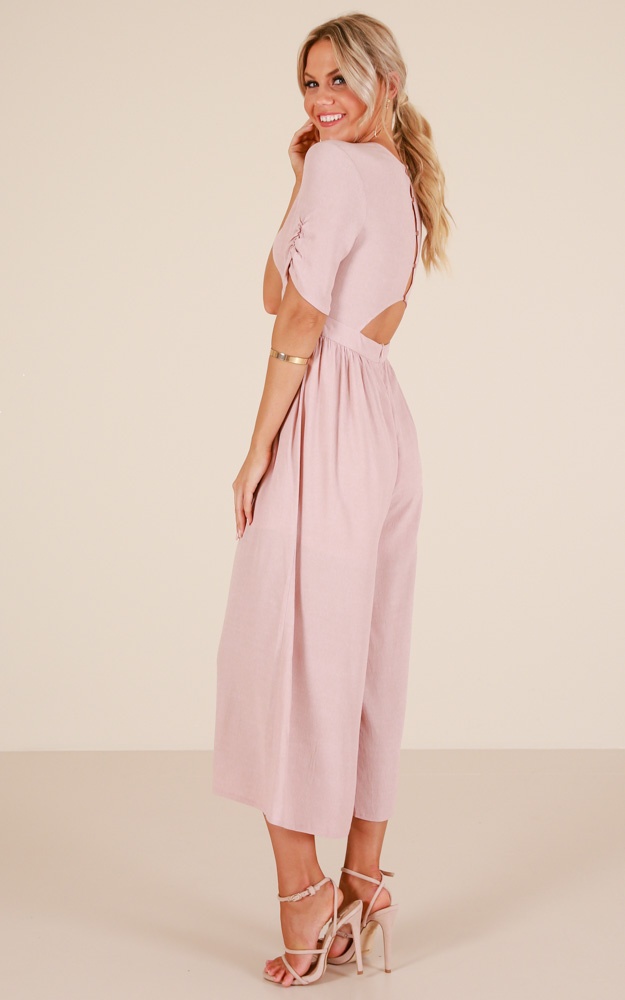 Straighten Up Jumpsuit In Blush Showpo