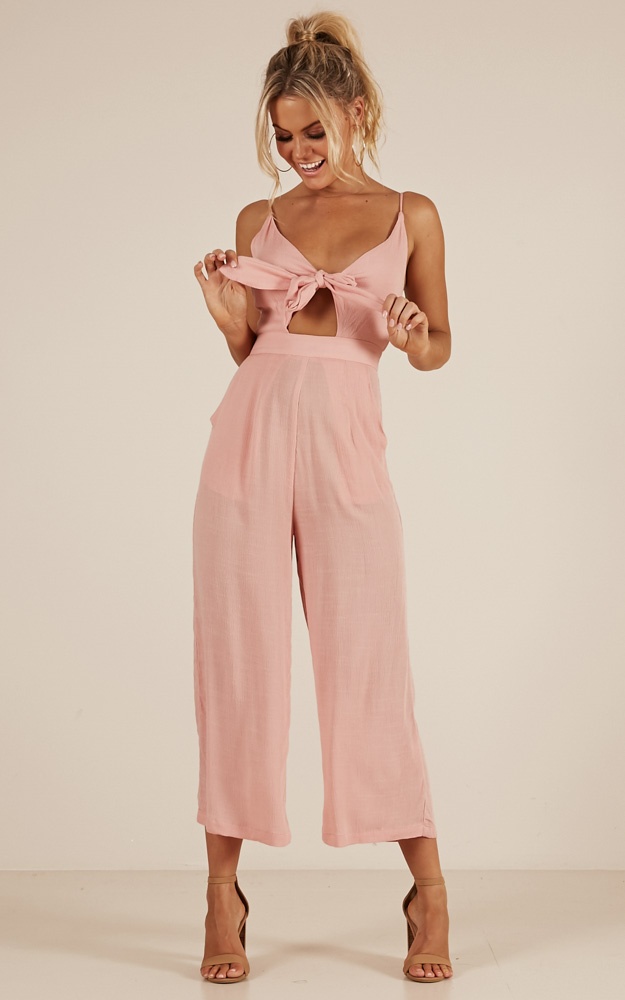 Renewed Jumpsuit In Blush Linen Look Showpo