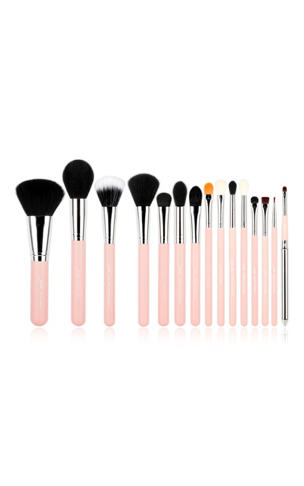 Makeup Brush Set In Pink And Silver 15 Pc Showpo