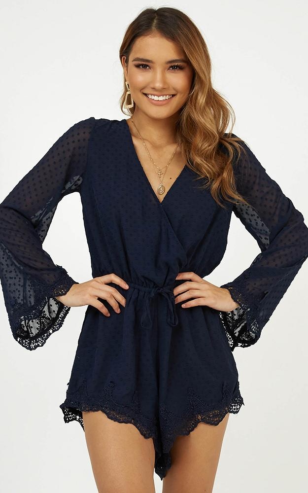 Call Me Pretty Playsuit In Navy | Showpo