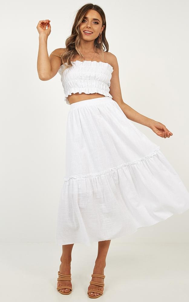 white linen two piece set