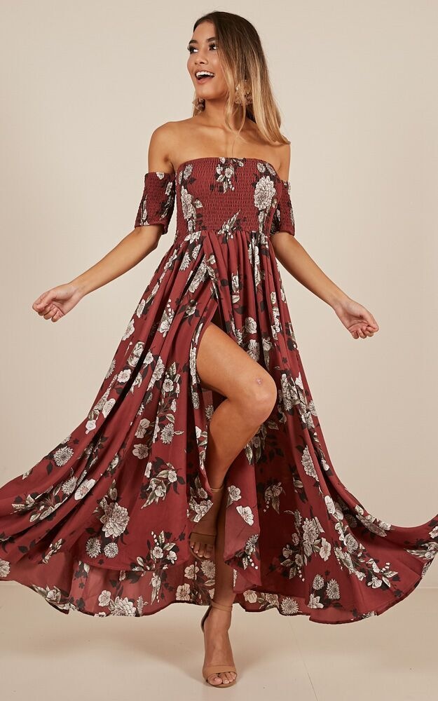 Classy Sassy Maxi Dress In Dark Rose Floral Showpo