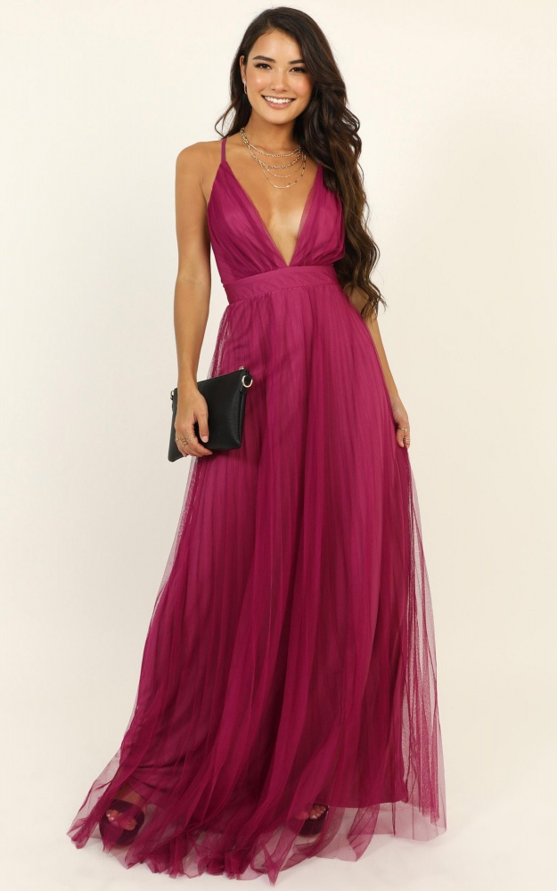 Abstract Art Maxi Dress In Hot Pink Showpo