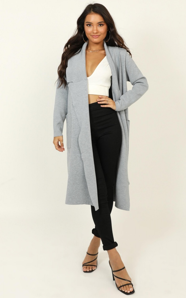 Around The World Coat In Grey Marle Showpo