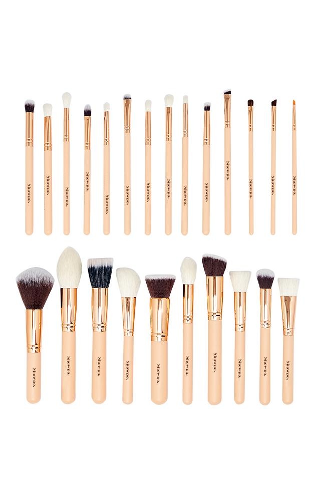 Showpo Exclusive Makeup Brush Set In Nude And Rose Gold 25pc Showpo