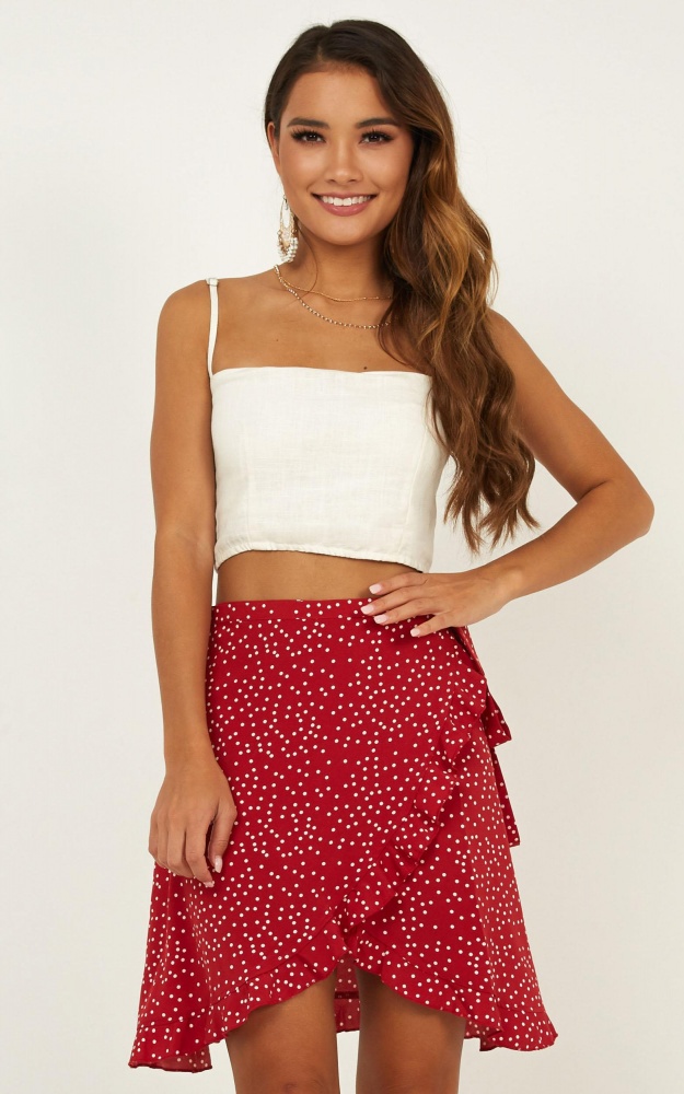 Started With A Kiss Skirt In Red Spot | Showpo