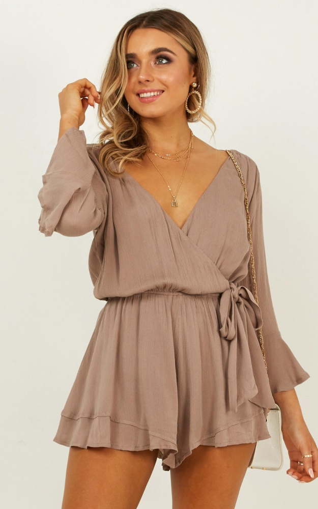 Sunday Breeze Playsuit In Taupe | Showpo