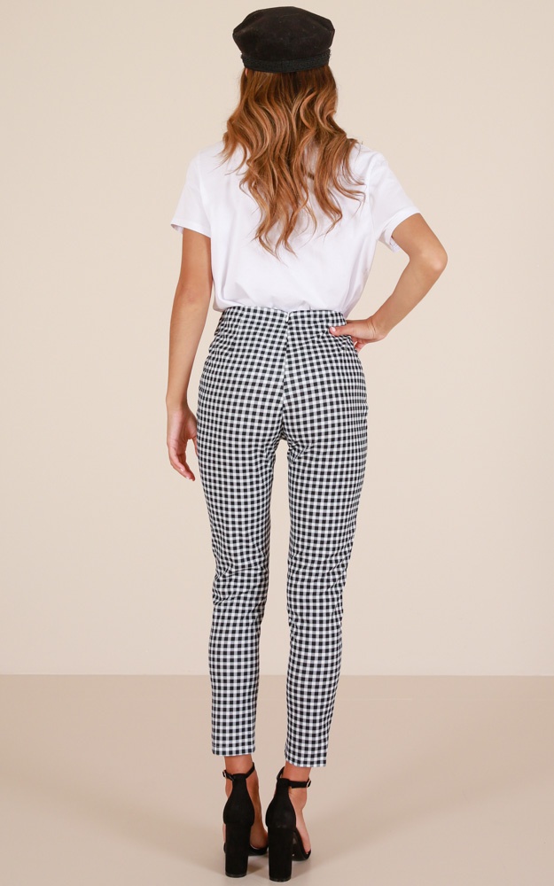 Only A Feeling Pants In Black Gingham Showpo