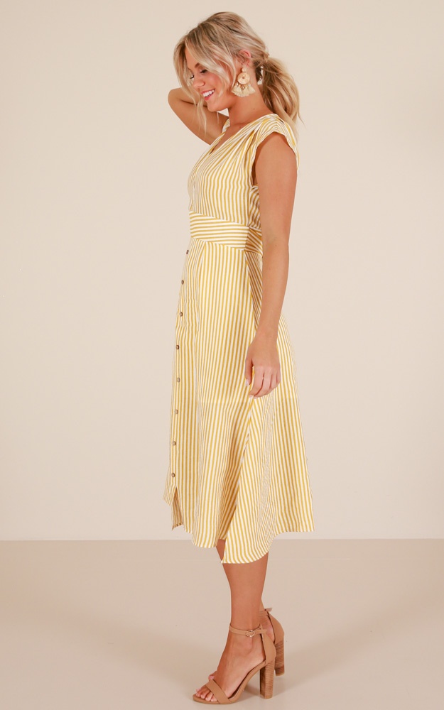 Beyond The Surface Dress In Yellow Stripe Showpo