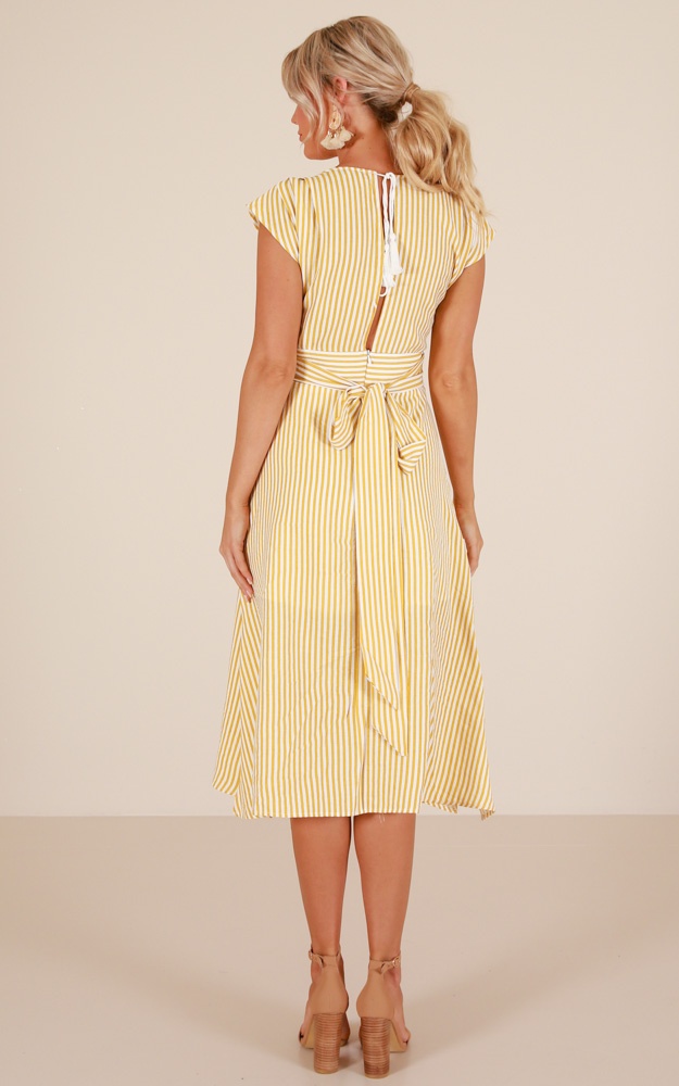 Beyond The Surface Dress In Yellow Stripe Showpo