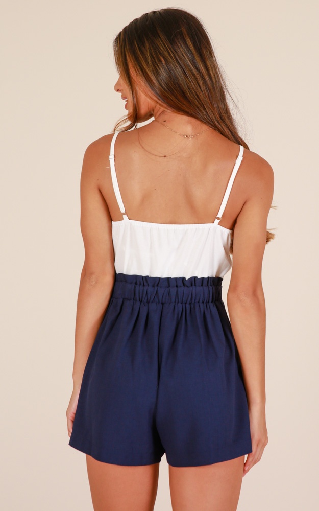 Wake Up Call Playsuit In Navy | Showpo