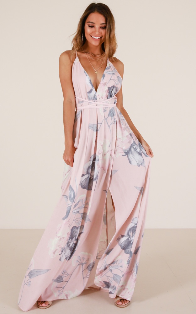 Shine Through Maxi Dress In Blush Floral Showpo