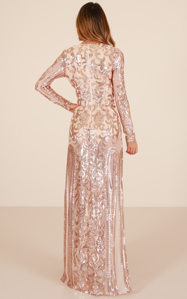 The Best Option Maxi Dress In Rose Gold Sequin Showpo 