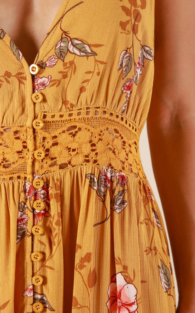 Lily Field Maxi Dress In Mustard Floral | Showpo