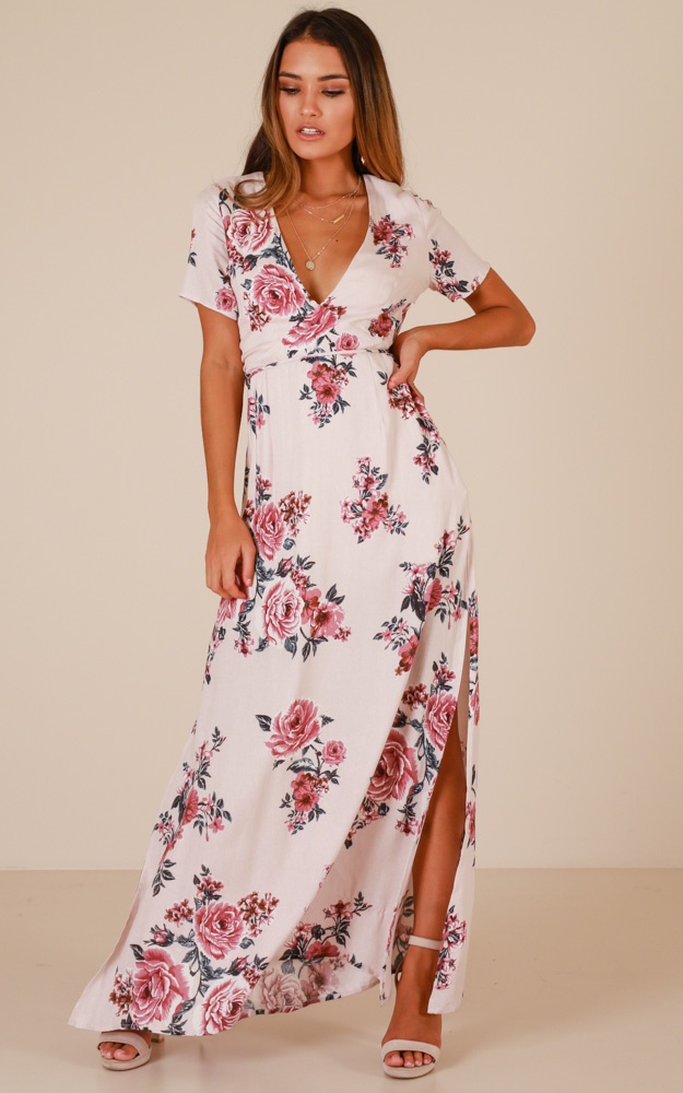 Sent From Above Maxi Dress In Blush Floral Showpo