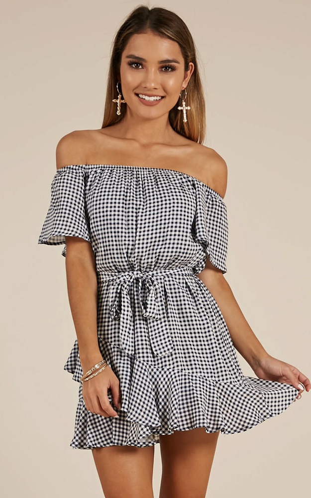 Polaroid Dress In Black Gingham Showpo
